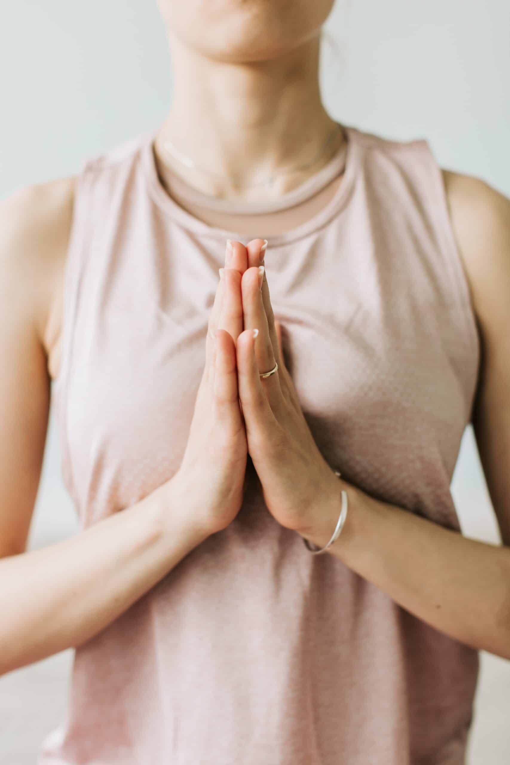 Anjali mudra: This mudra is used to express salutation, respect, and devotion. It is formed by bringing the palms together in front of the chest.